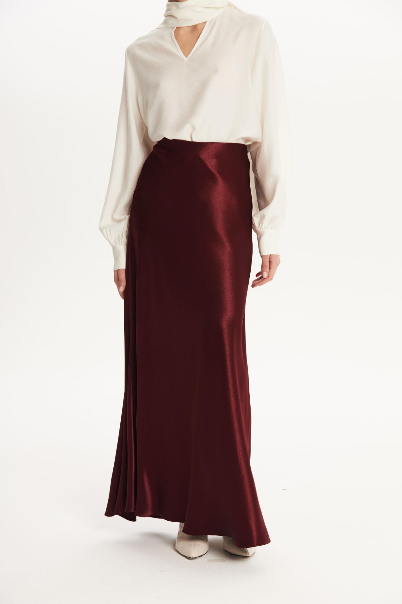 SEVEN LAB - Юбка силуэтная 100 см из вискозы в цвете бургунди