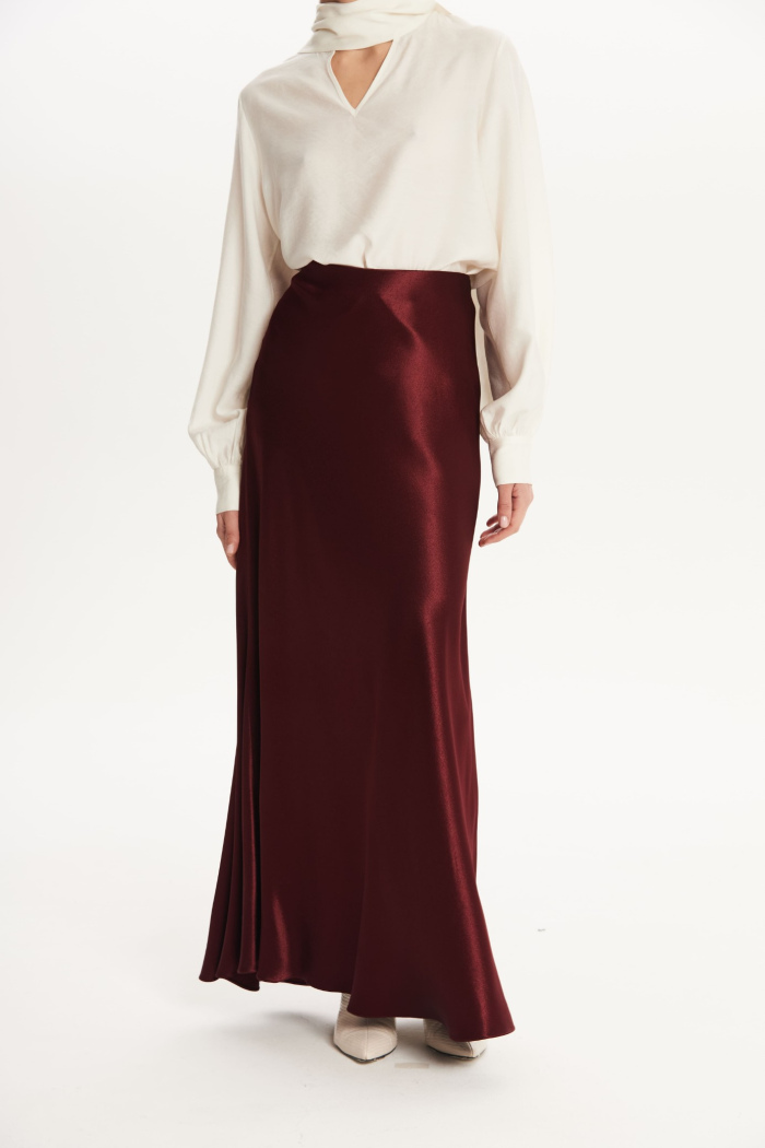 SEVEN LAB - Юбка силуэтная 100 см из вискозы в цвете бургунди