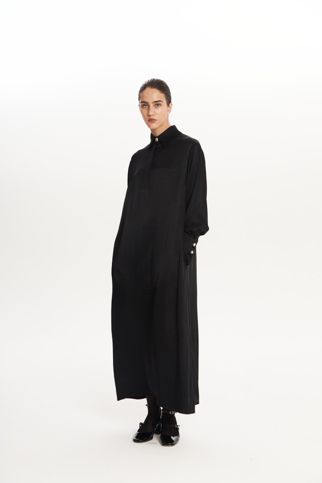 SEVEN LAB - Платье из вискозы с акцентными пуговицами в черном цвете