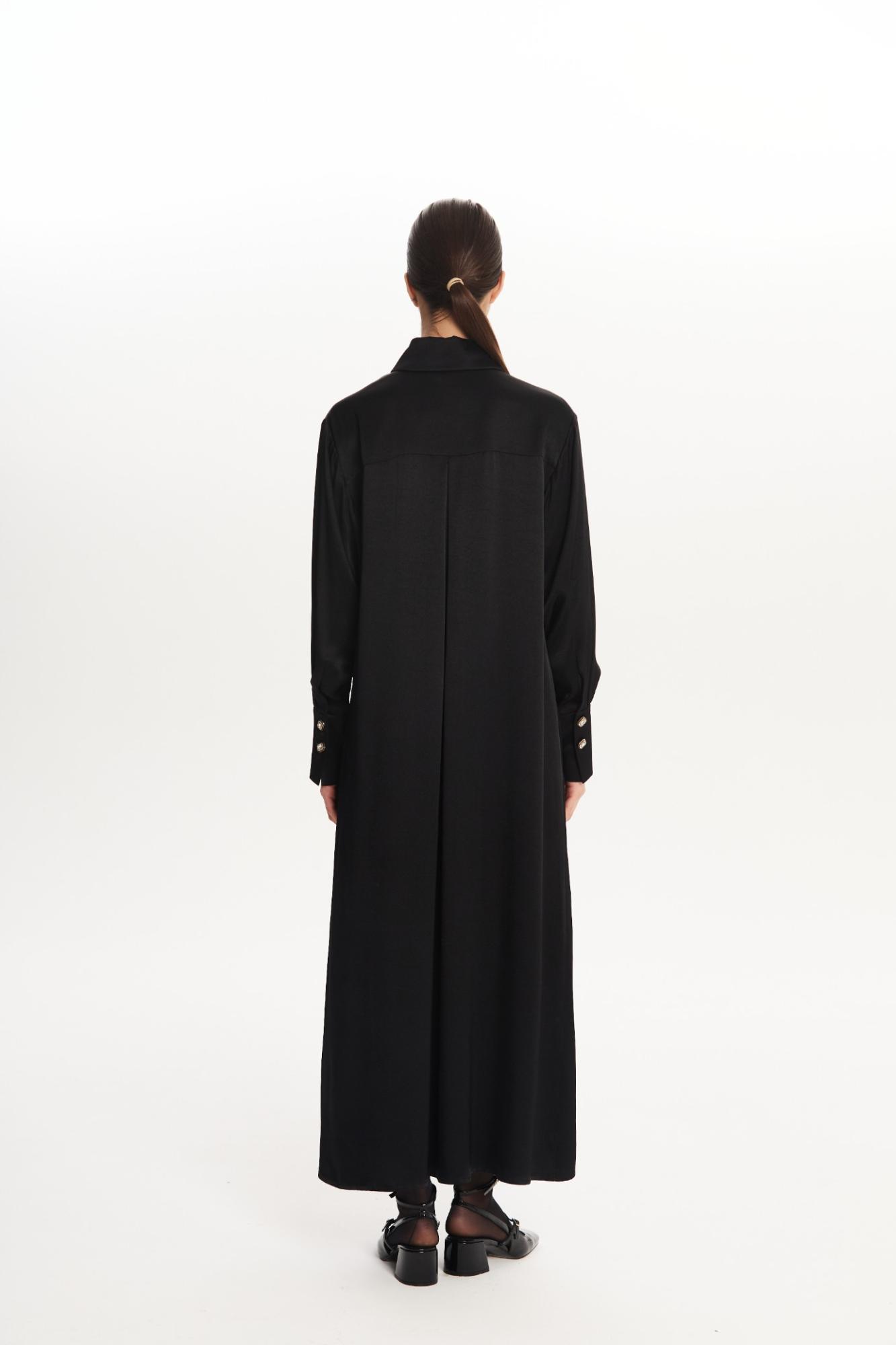 SEVEN LAB - Платье из вискозы с акцентными пуговицами в черном цвете