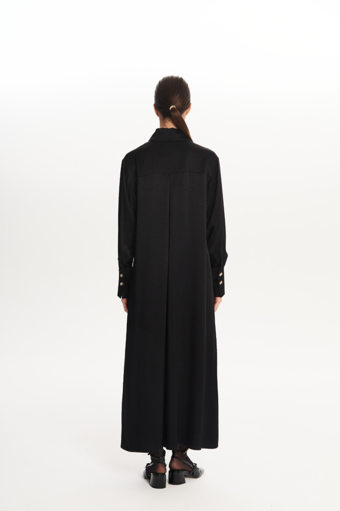 SEVEN LAB - Платье из вискозы с акцентными пуговицами в черном цвете