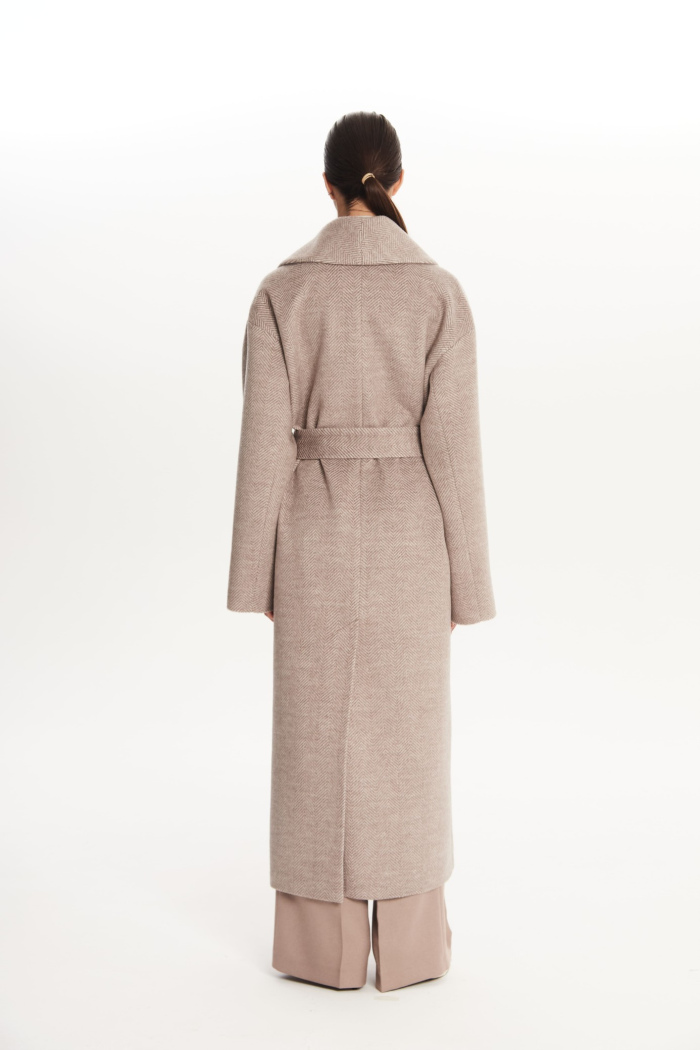 SEVEN LAB - Пальто с шалевым воротником в бежевом цвете