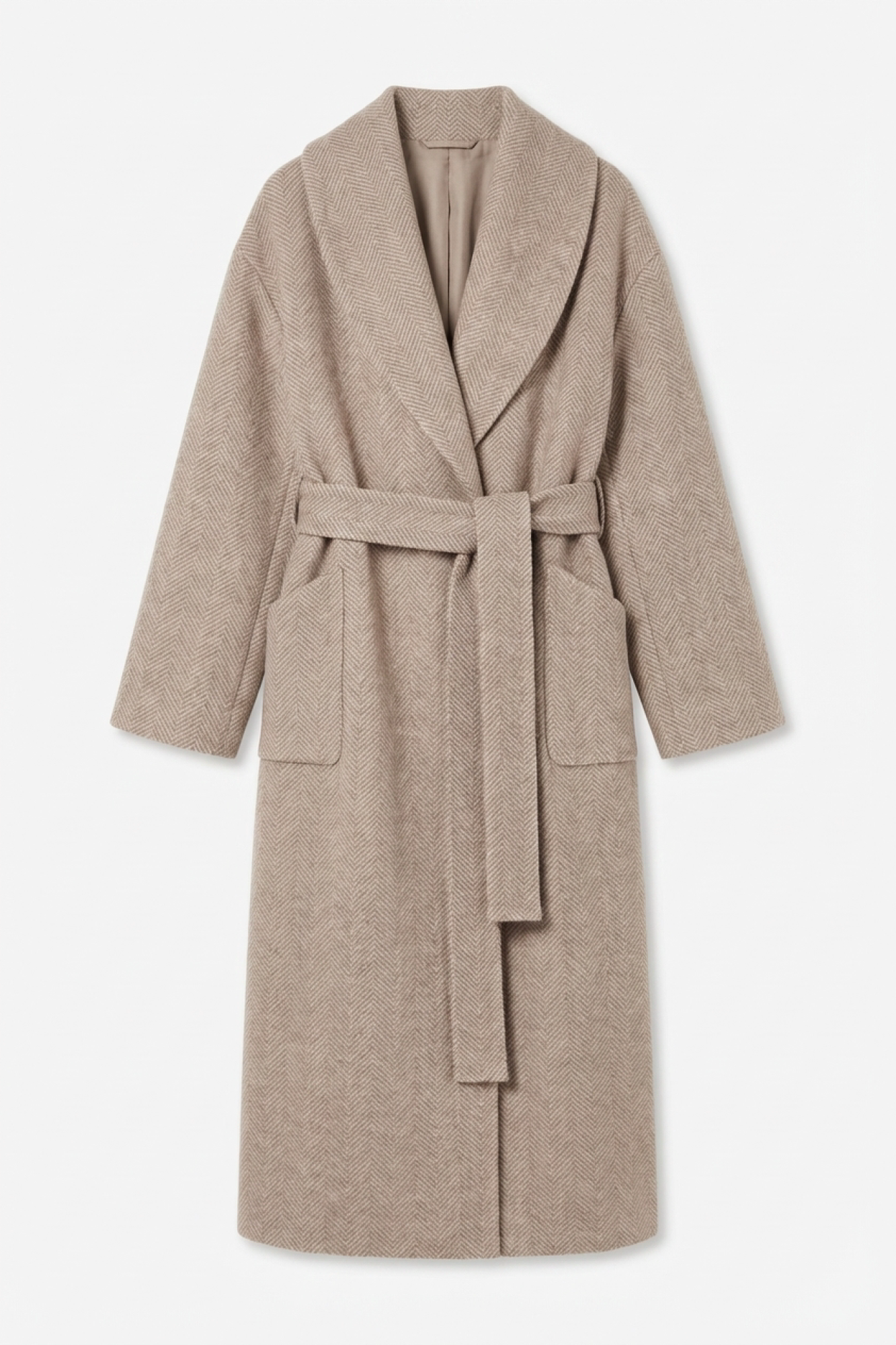 Seven Lab - Пальто с шалевым воротником в бежевом цвете