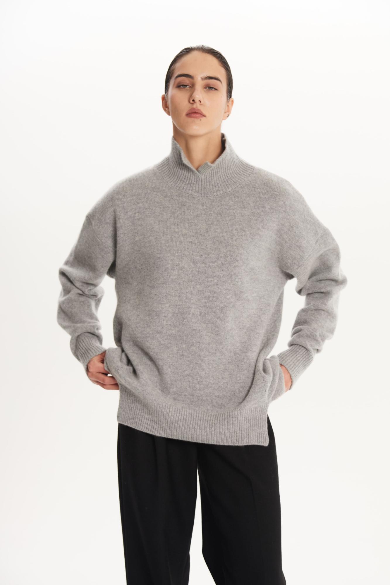 SEVEN LAB - Свитер из 100% кашемира с высоким горлом в сером цвете