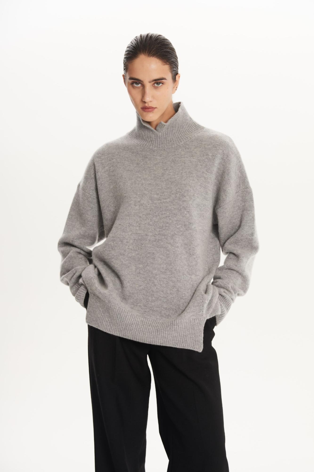 SEVEN LAB - Свитер из 100% кашемира с высоким горлом в сером цвете
