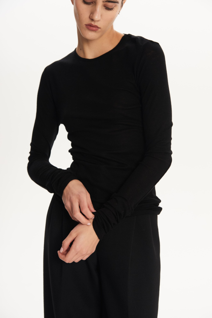 SEVEN LAB - Лонгслив базовый из шерсти в черном цвете