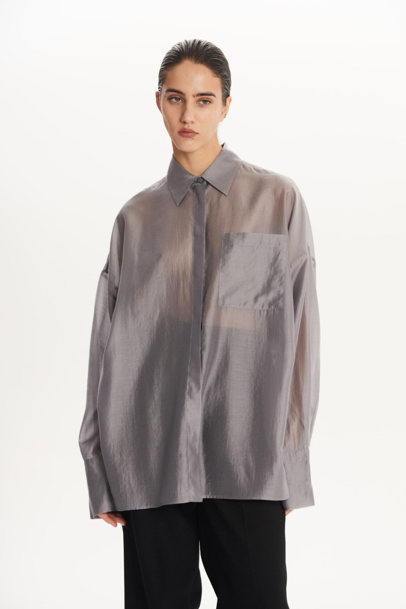 SEVEN LAB - Блуза из вуали в сером цвете