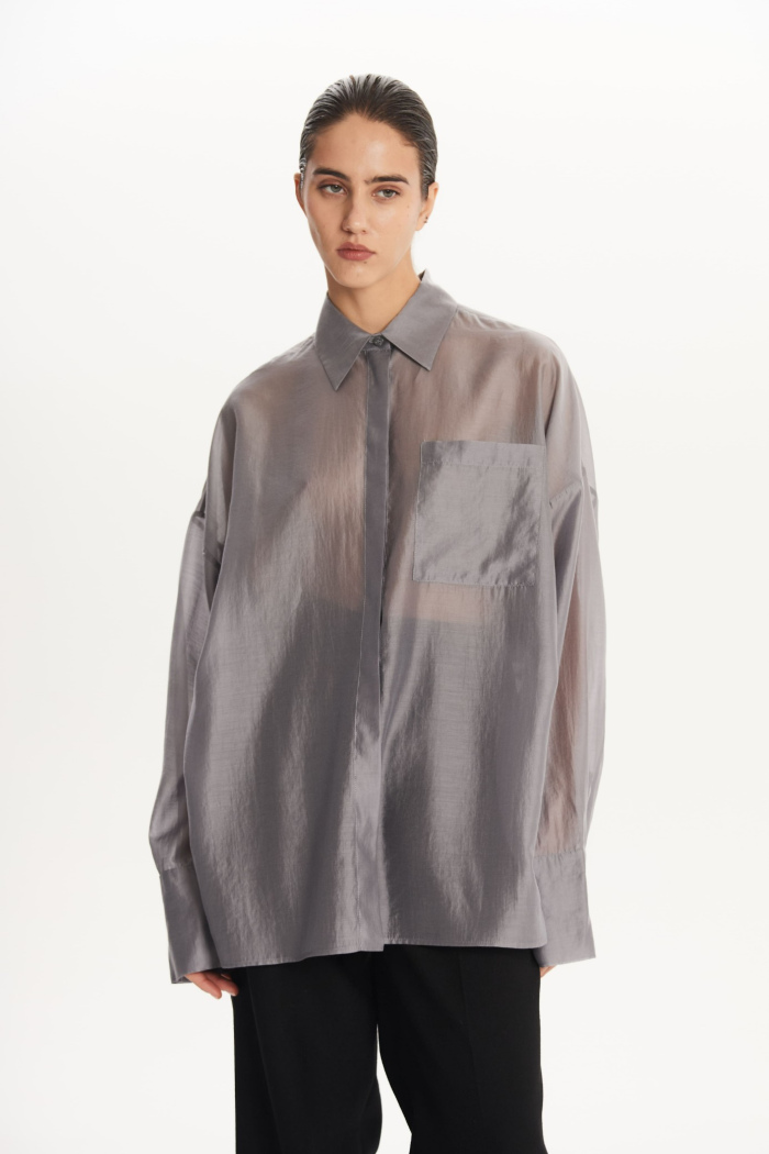 SEVEN LAB - Блуза из вуали в сером цвете