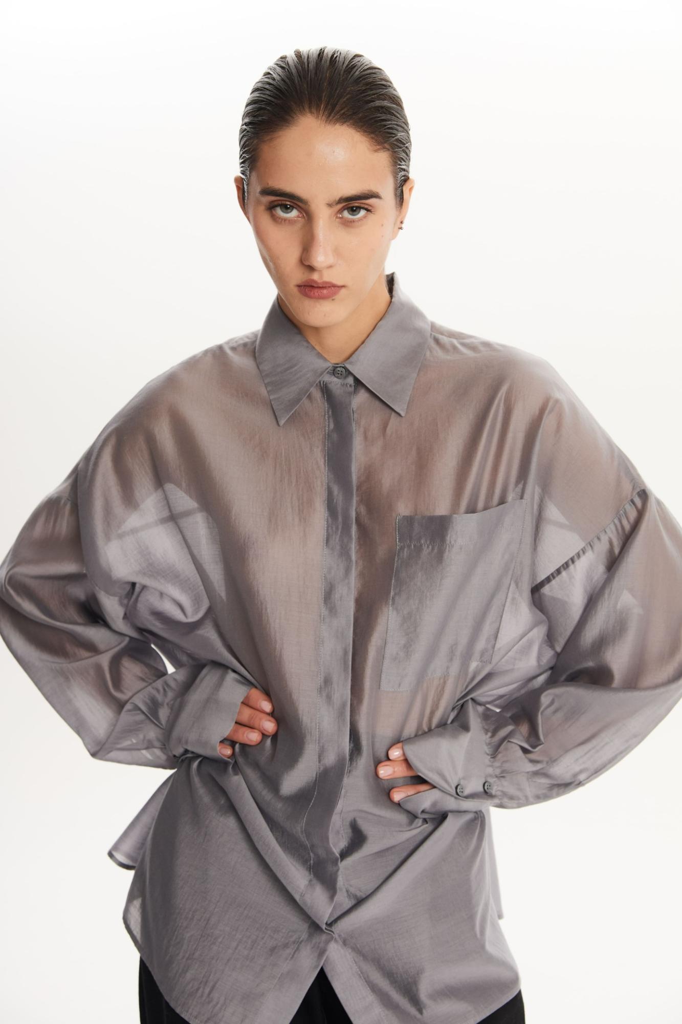 SEVEN LAB - Блуза из вуали в сером цвете