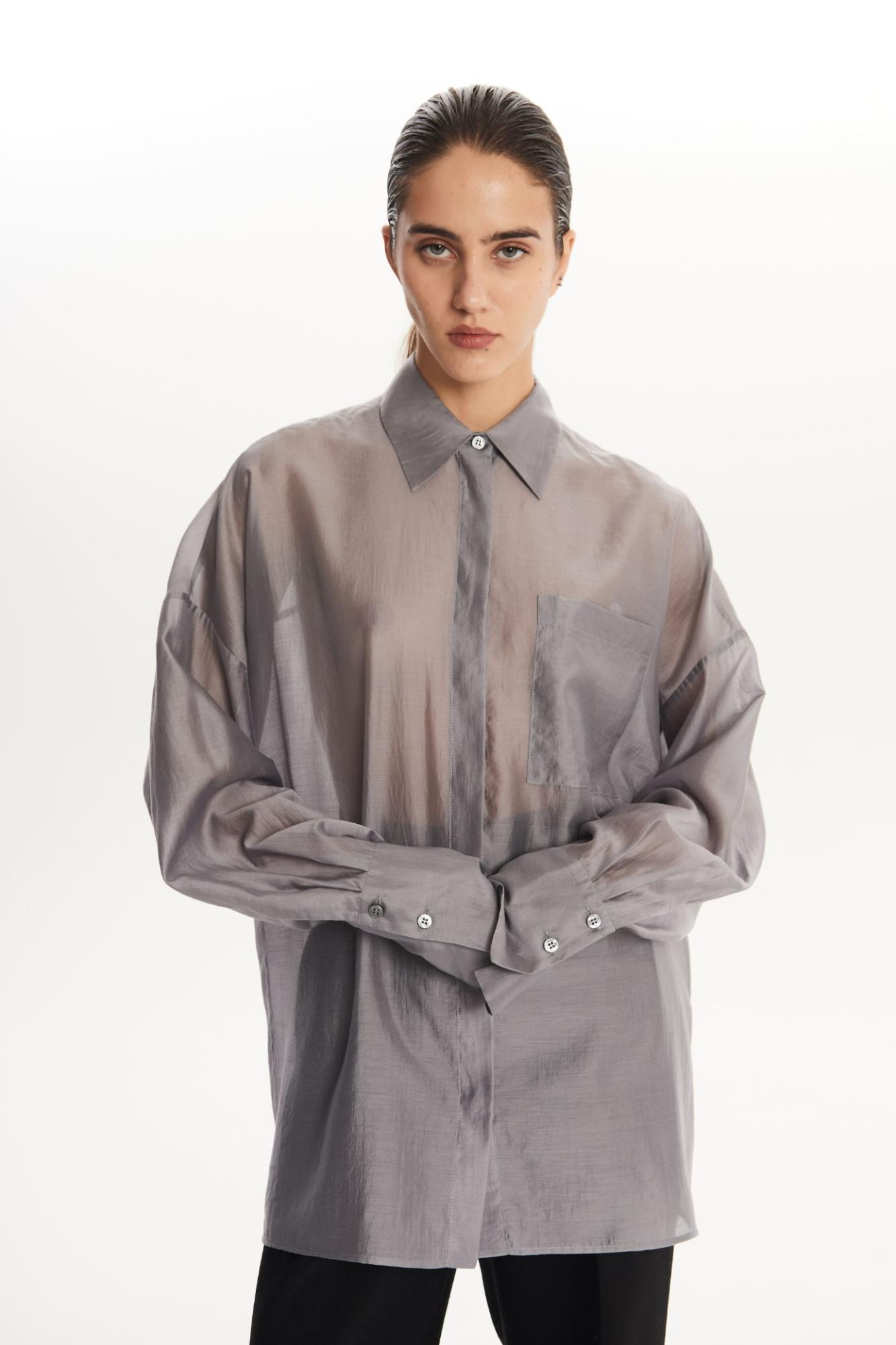 SEVEN LAB - Блуза из вуали в сером цвете