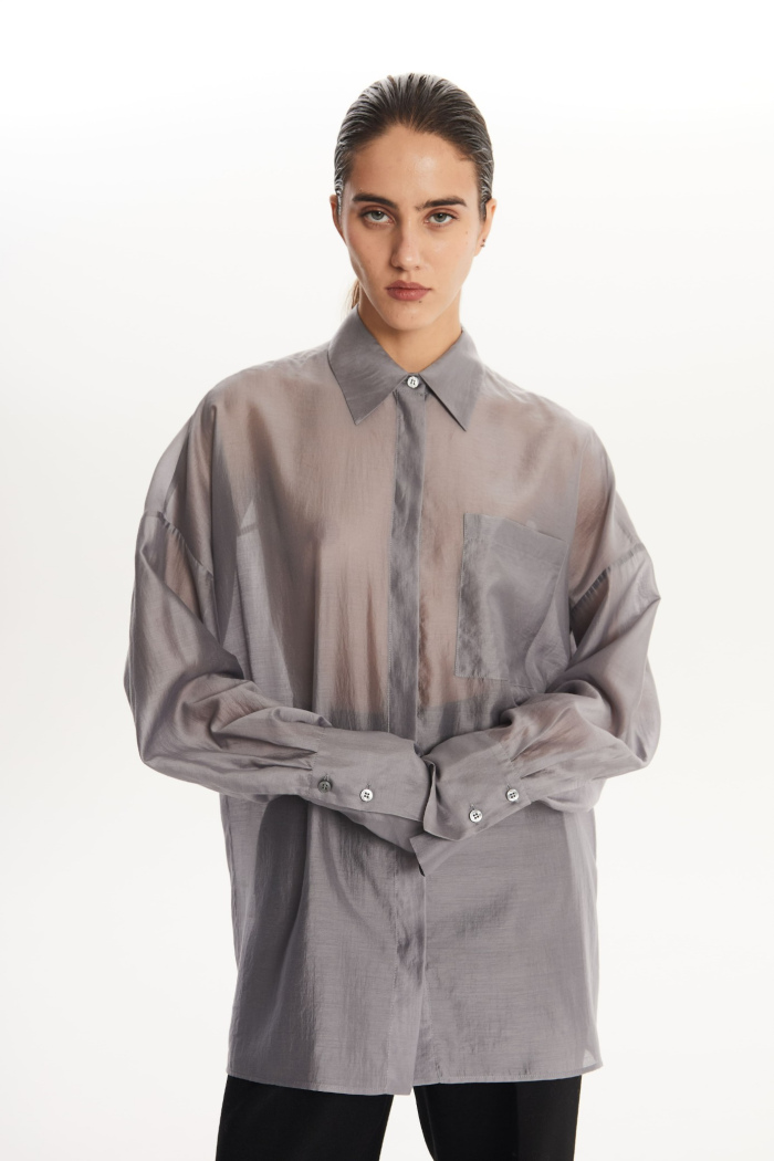 SEVEN LAB - Блуза из вуали в сером цвете