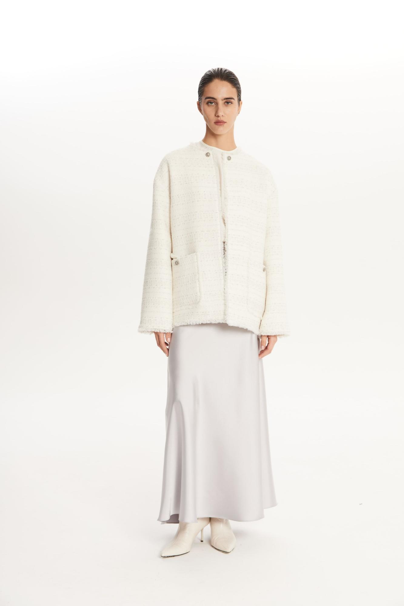 SEVEN LAB - Жакет твидовый в белом цвете