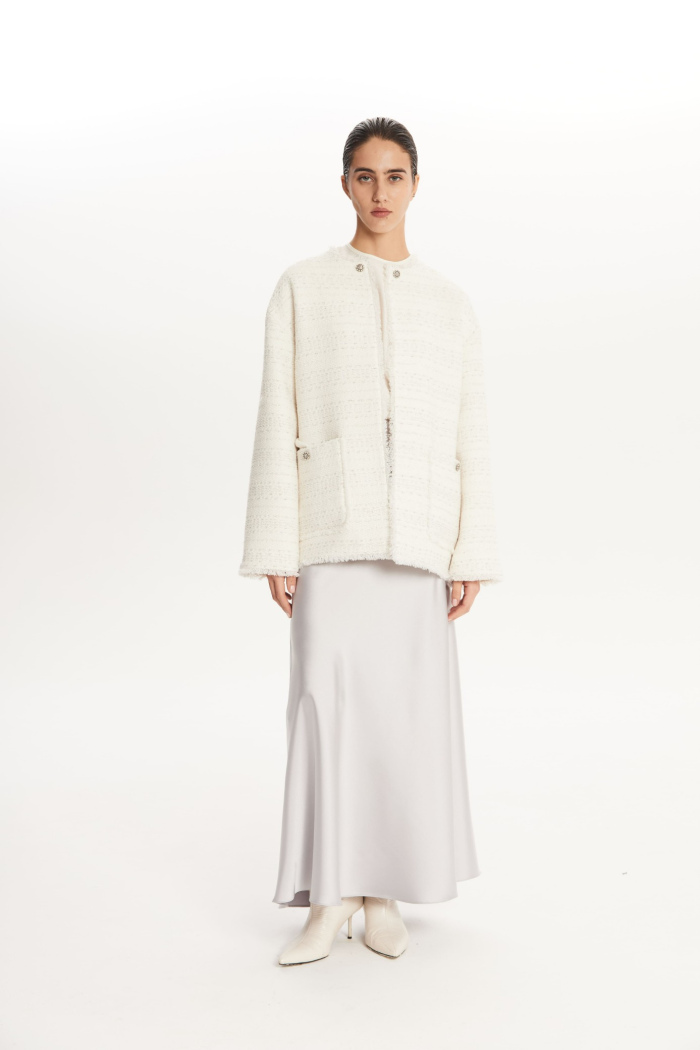 SEVEN LAB - Жакет твидовый в белом цвете