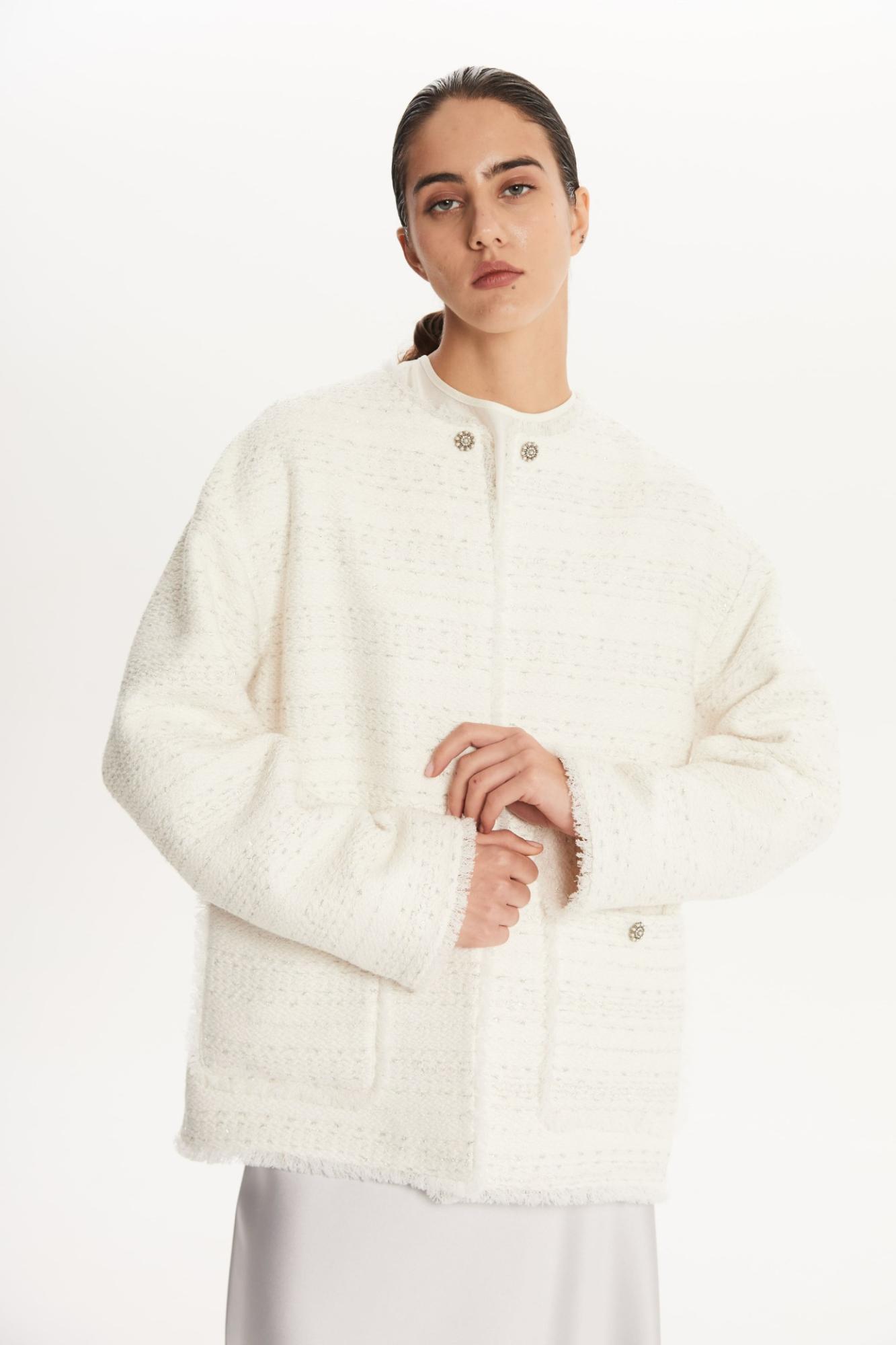 SEVEN LAB - Жакет твидовый в белом цвете