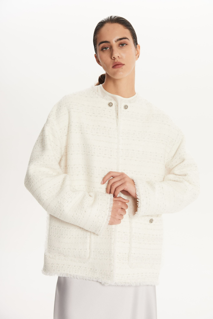 SEVEN LAB - Жакет твидовый в белом цвете
