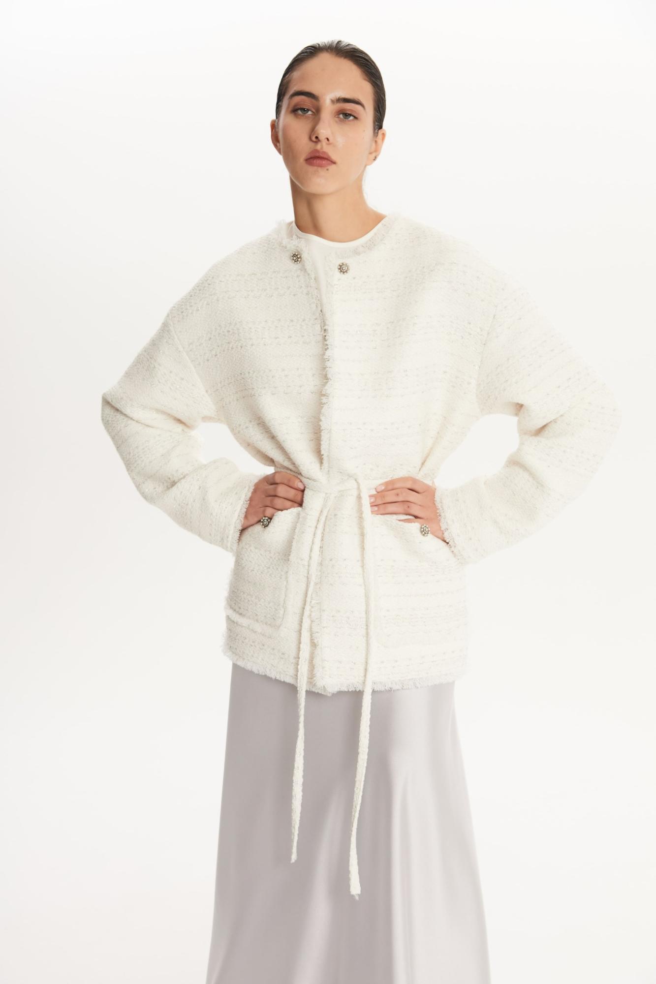 SEVEN LAB - Жакет твидовый в белом цвете