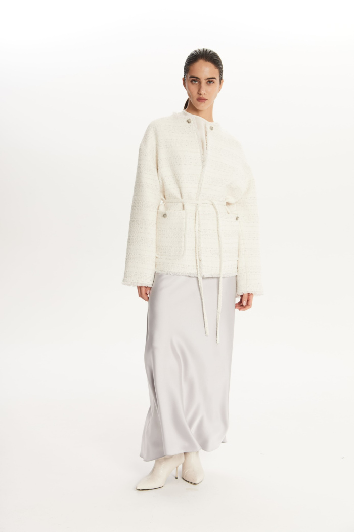 SEVEN LAB - Жакет твидовый в белом цвете
