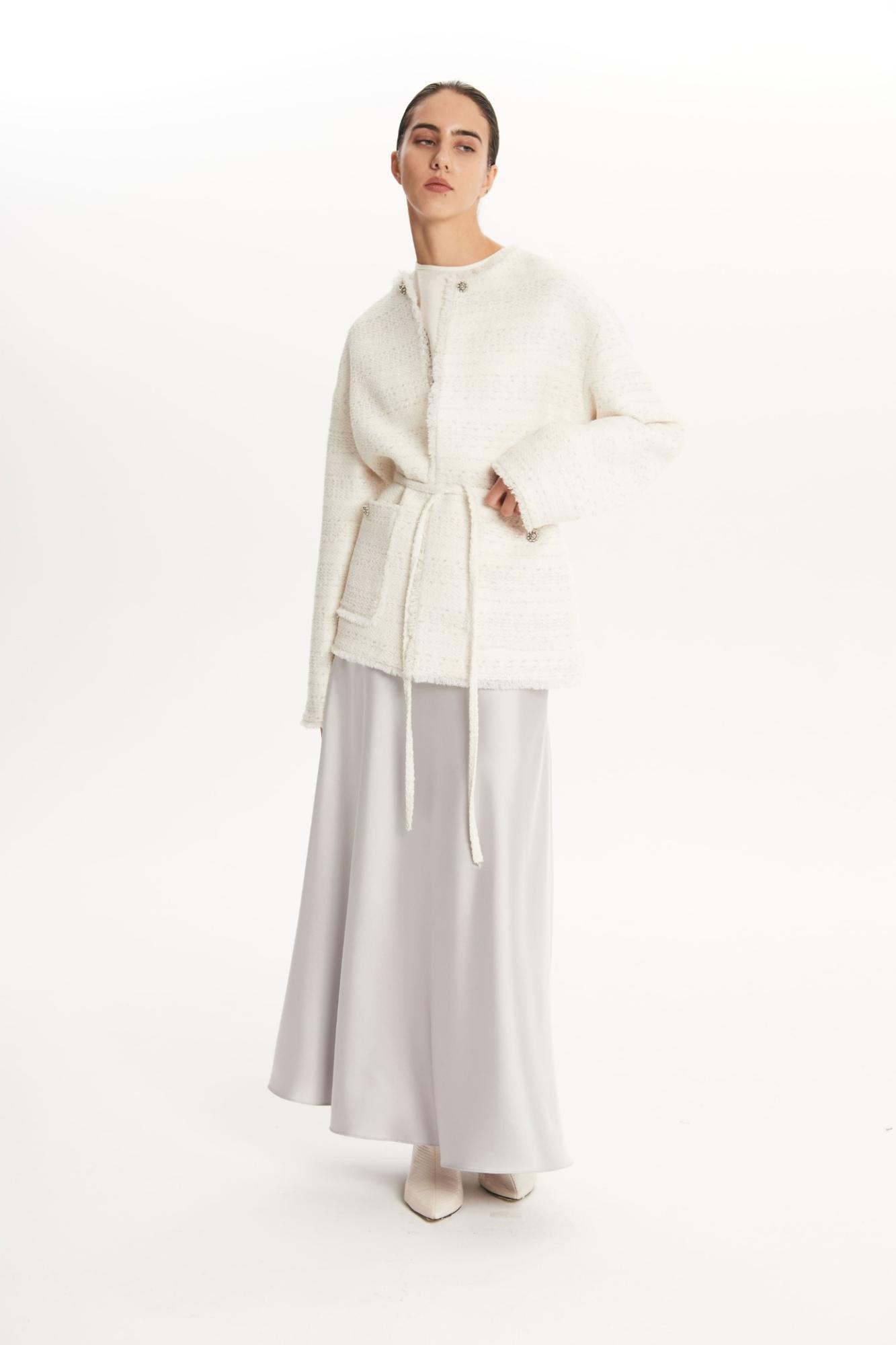 SEVEN LAB - Жакет твидовый в белом цвете