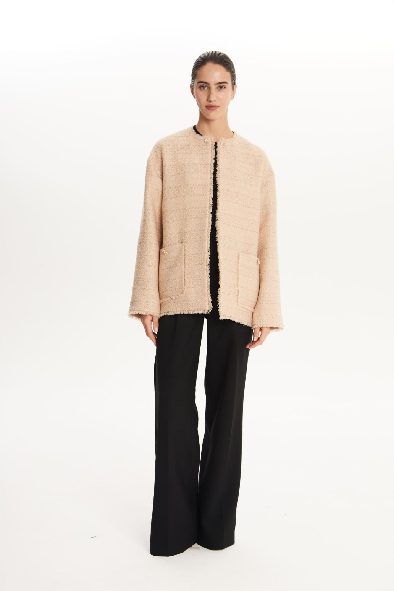 SEVEN LAB - Жакет твидовый в бежевом цвете