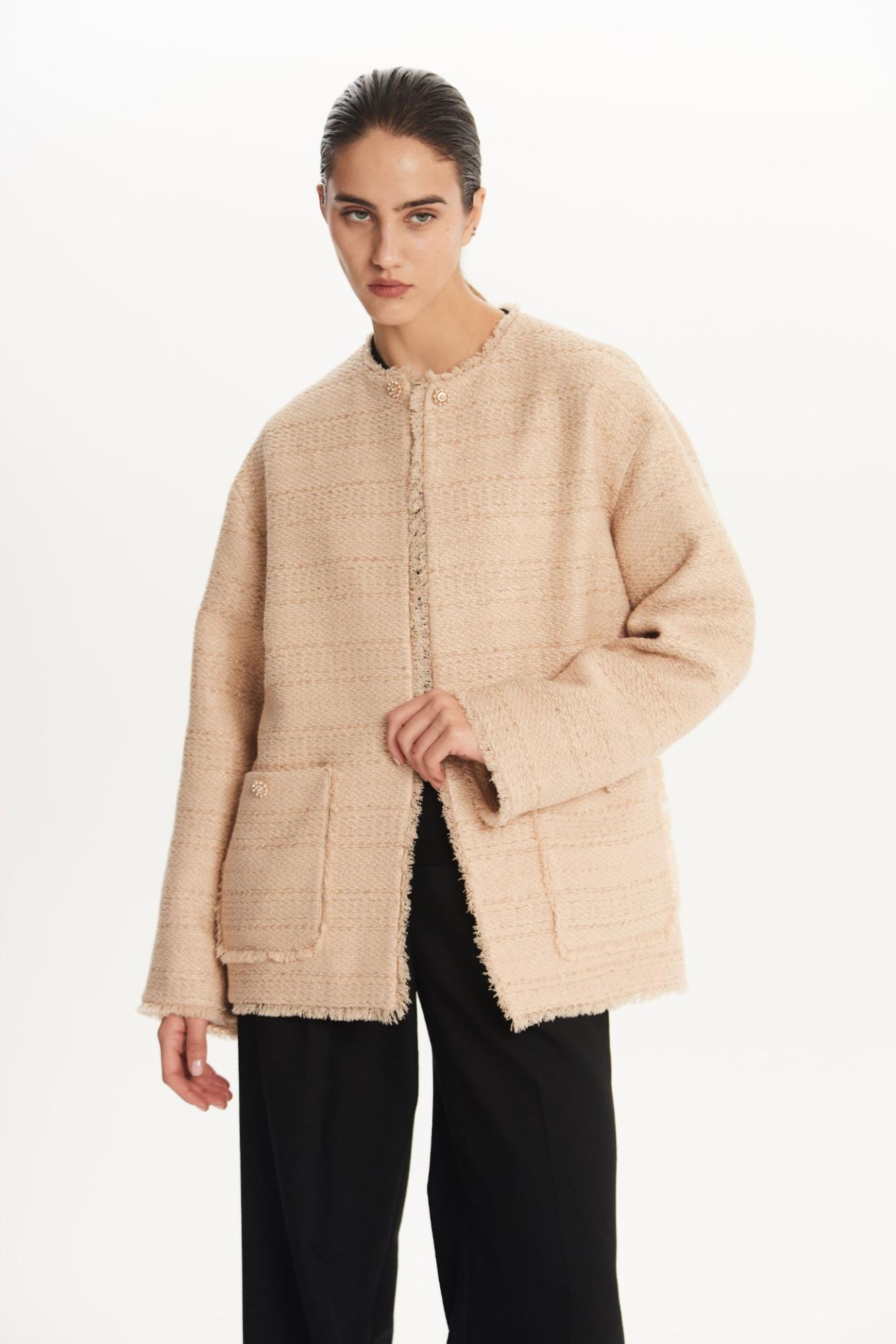 SEVEN LAB - Жакет твидовый в бежевом цвете