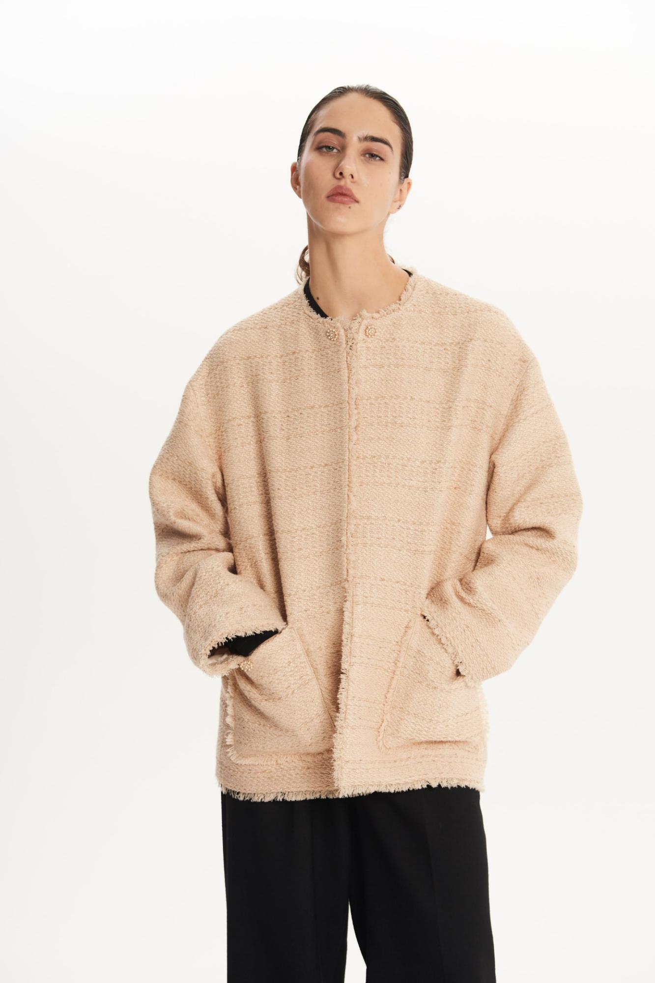 SEVEN LAB - Жакет твидовый в бежевом цвете