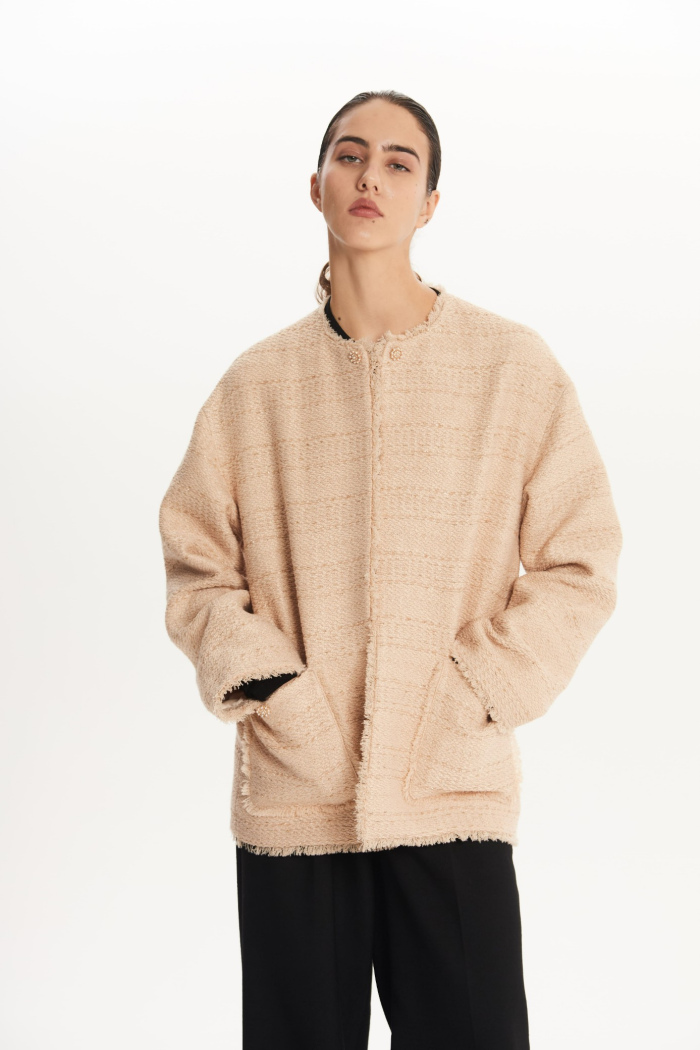 SEVEN LAB - Жакет твидовый в бежевом цвете