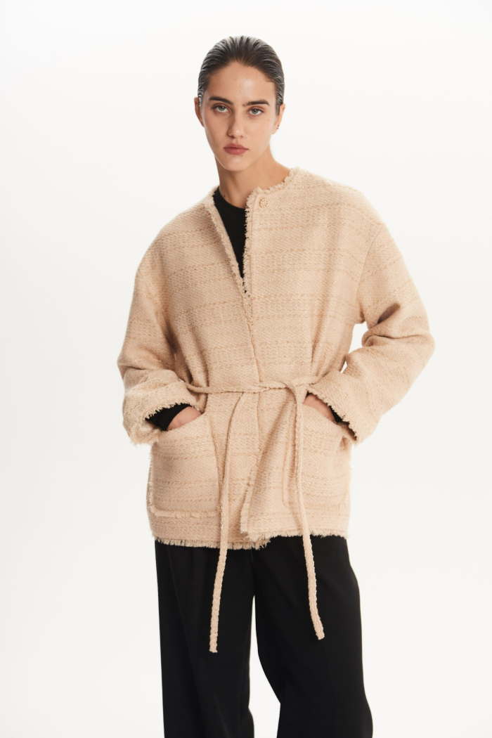 SEVEN LAB - Жакет твидовый в бежевом цвете