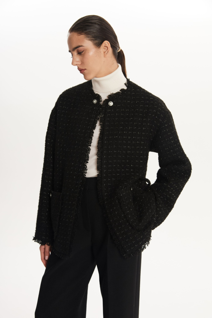 SEVEN LAB - Жакет твидовый в черном цвете