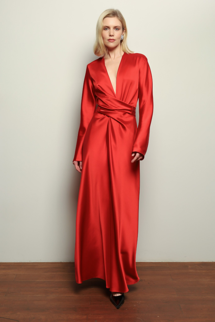 SEVEN LAB - Платье на запах макси в красном цвете