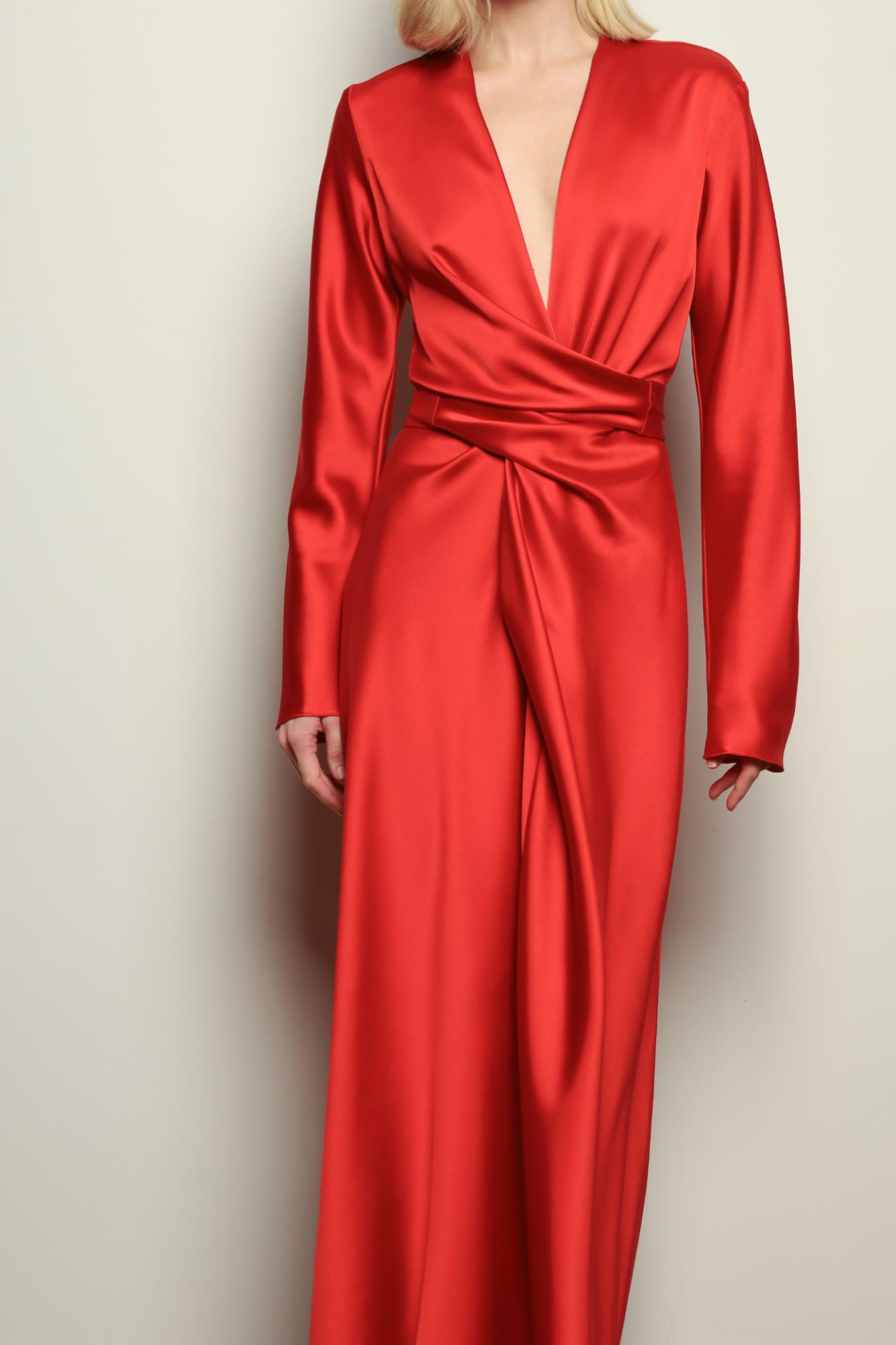 SEVEN LAB - Платье на запах макси в красном цвете