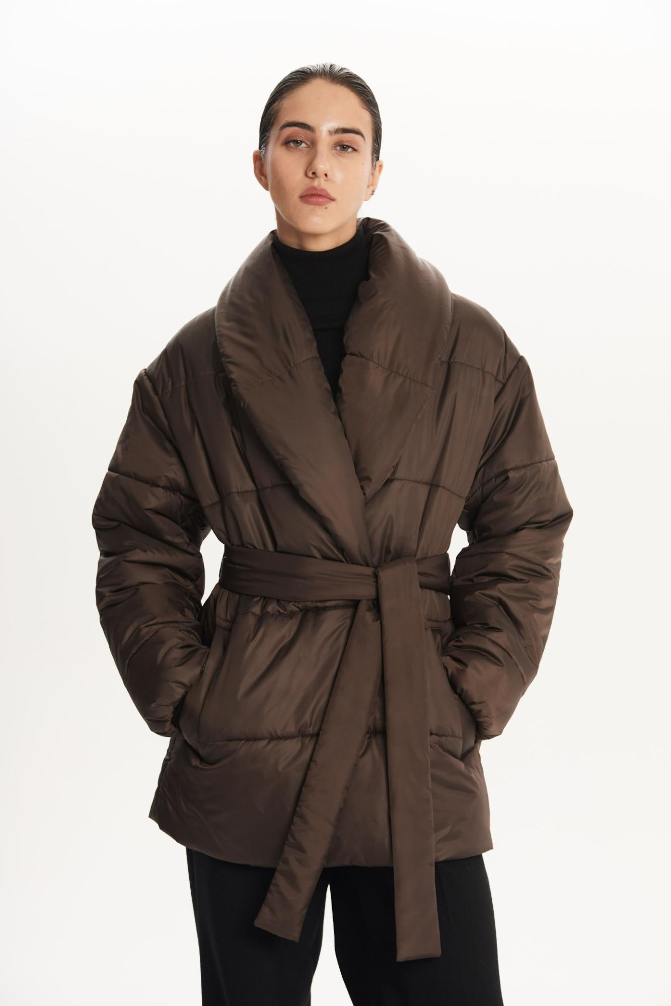 SEVEN LAB - Куртка с шалевым воротником в шоколадном цвете