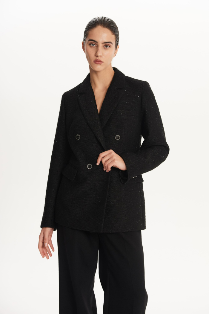 SEVEN LAB - Жакет двубортный с пайетками в черном цвете