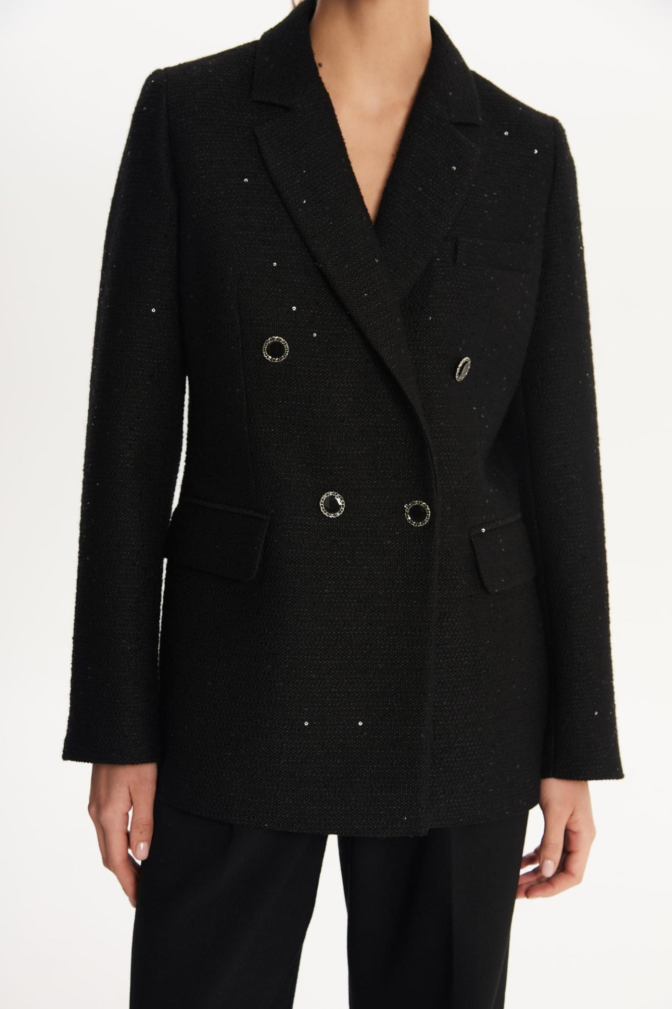 SEVEN LAB - Жакет двубортный с пайетками в черном цвете