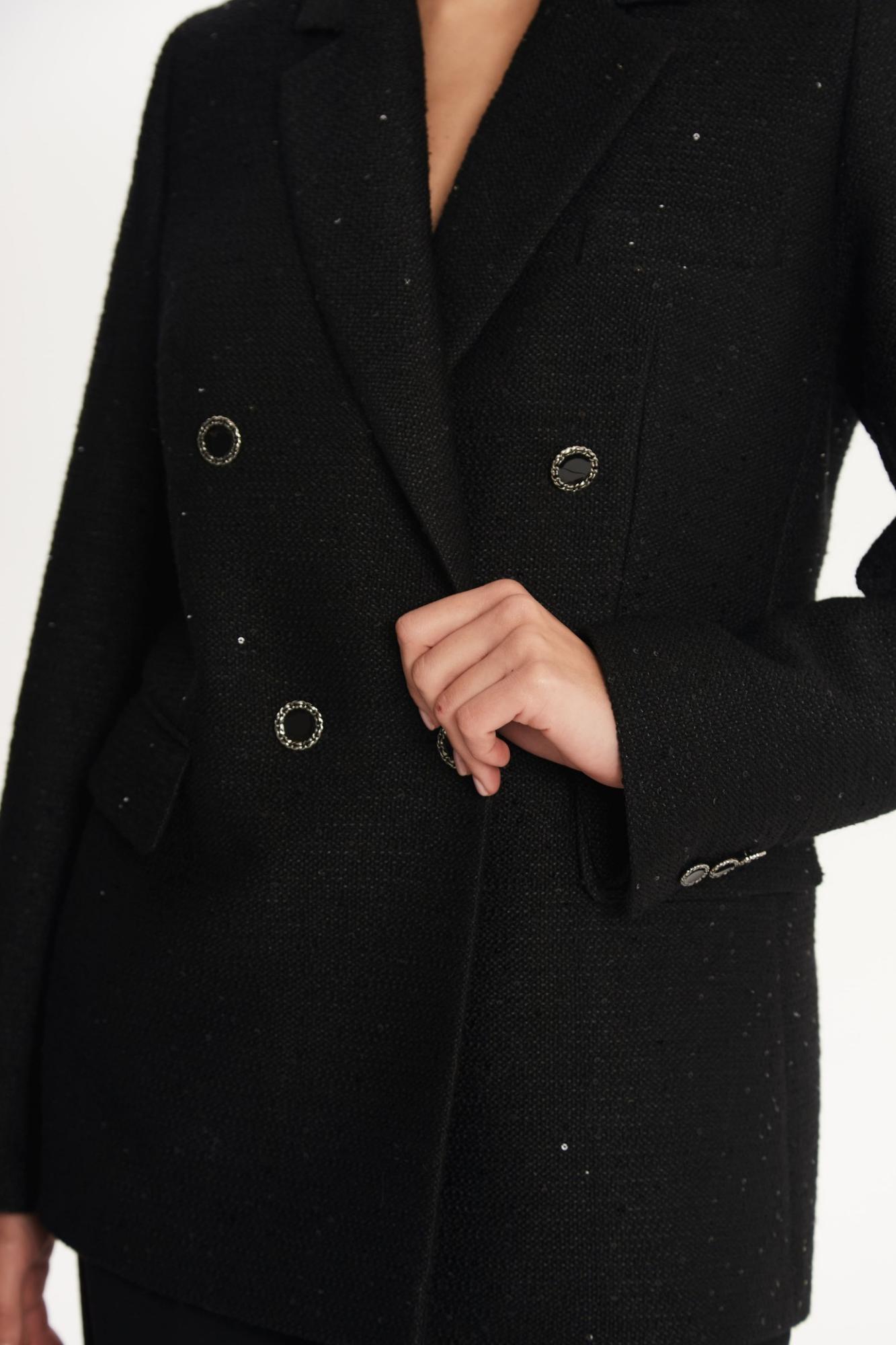 SEVEN LAB - Жакет двубортный с пайетками в черном цвете