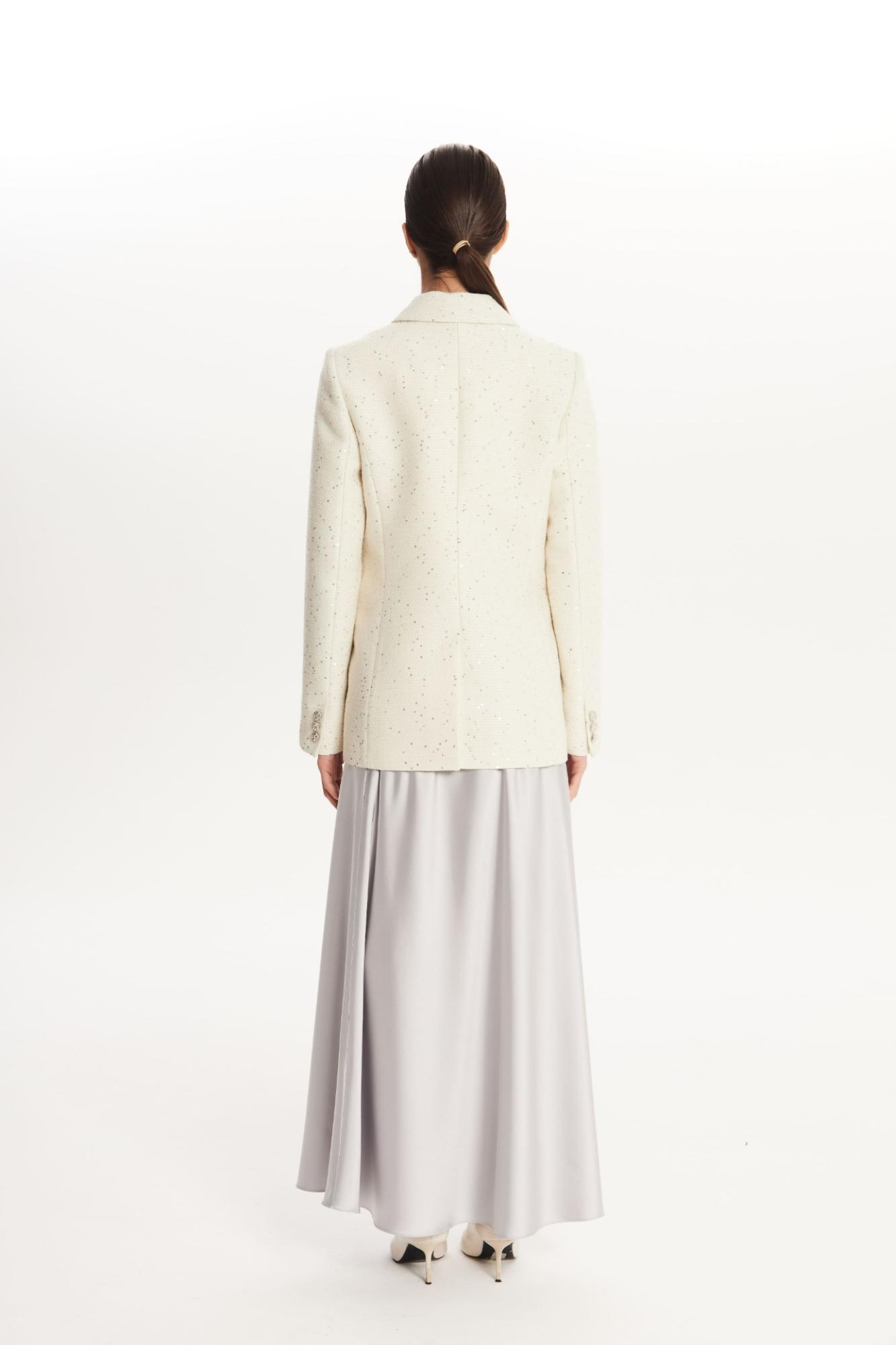 SEVEN LAB - Жакет двубортный с пайетками в молочном цвете