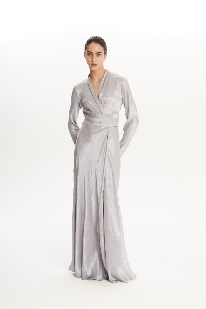 Seven Lab - Платье макси на запах в сером цвете