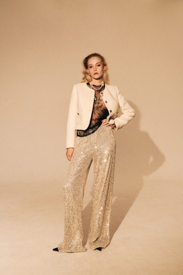 Seven Lab - Брюки с пайетками в цвете шампань