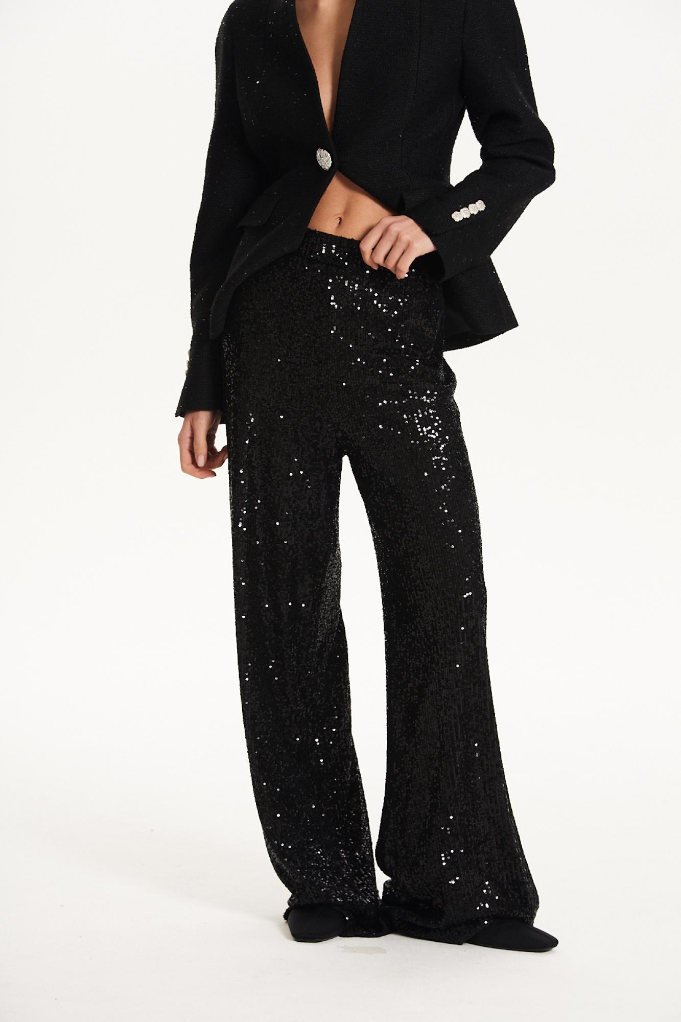 Seven Lab - Брюки с пайетками в черном цвете