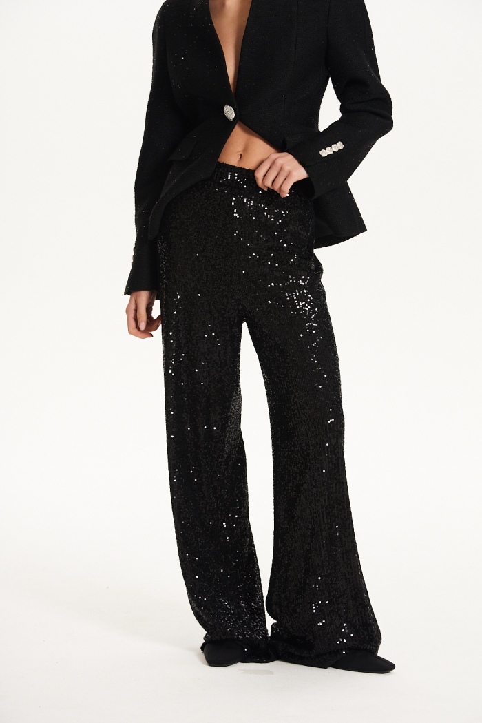Seven Lab - Брюки с пайетками в черном цвете