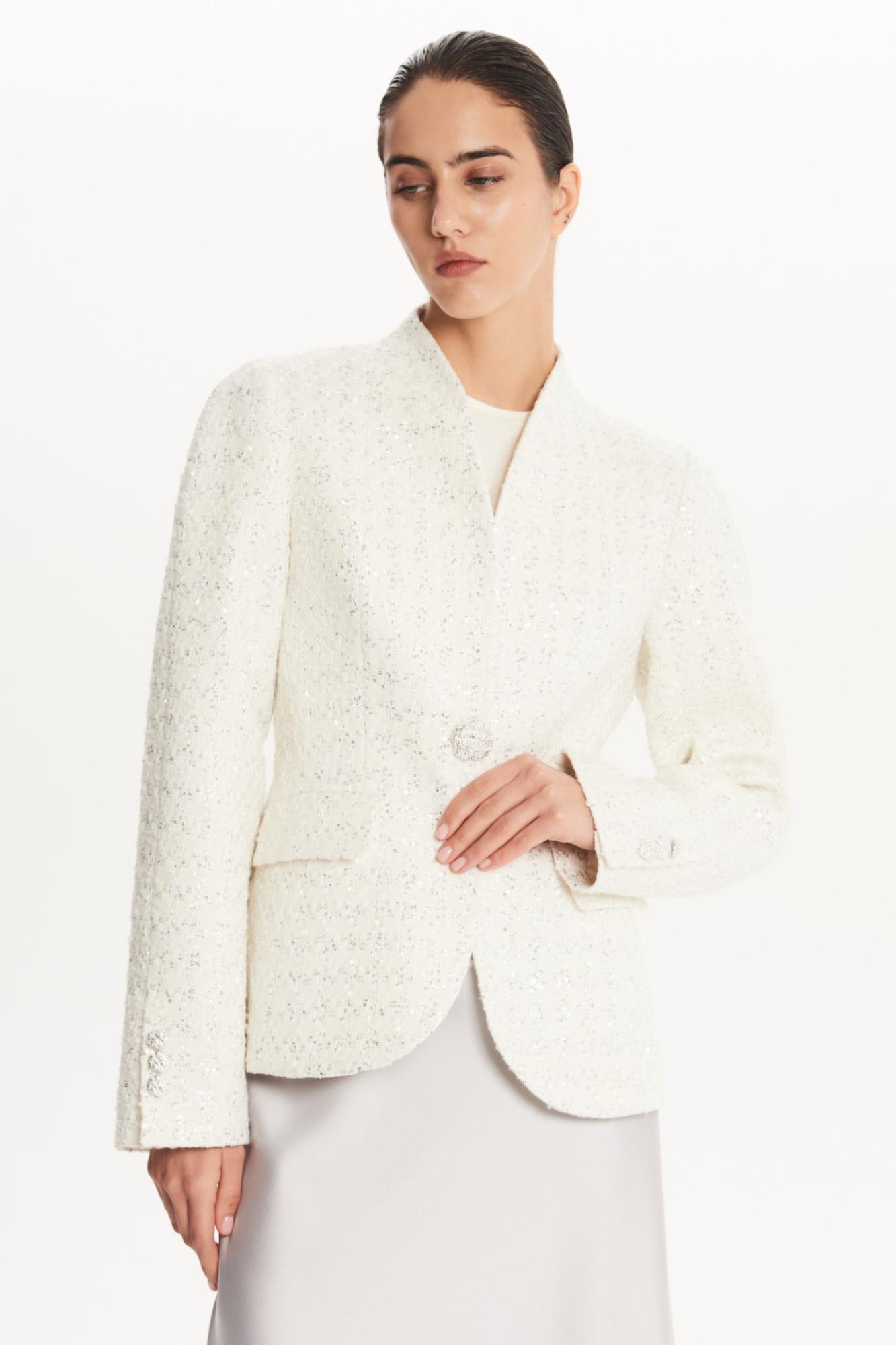 Seven Lab - Жакет приталенные с пайетками в белом цвете