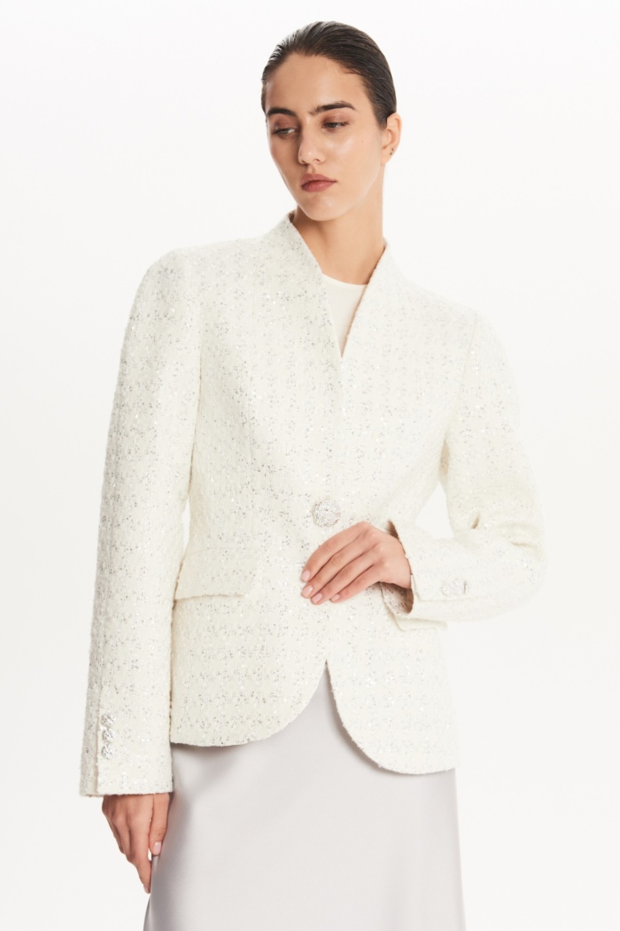Seven Lab - Жакет приталенные с пайетками в белом цвете