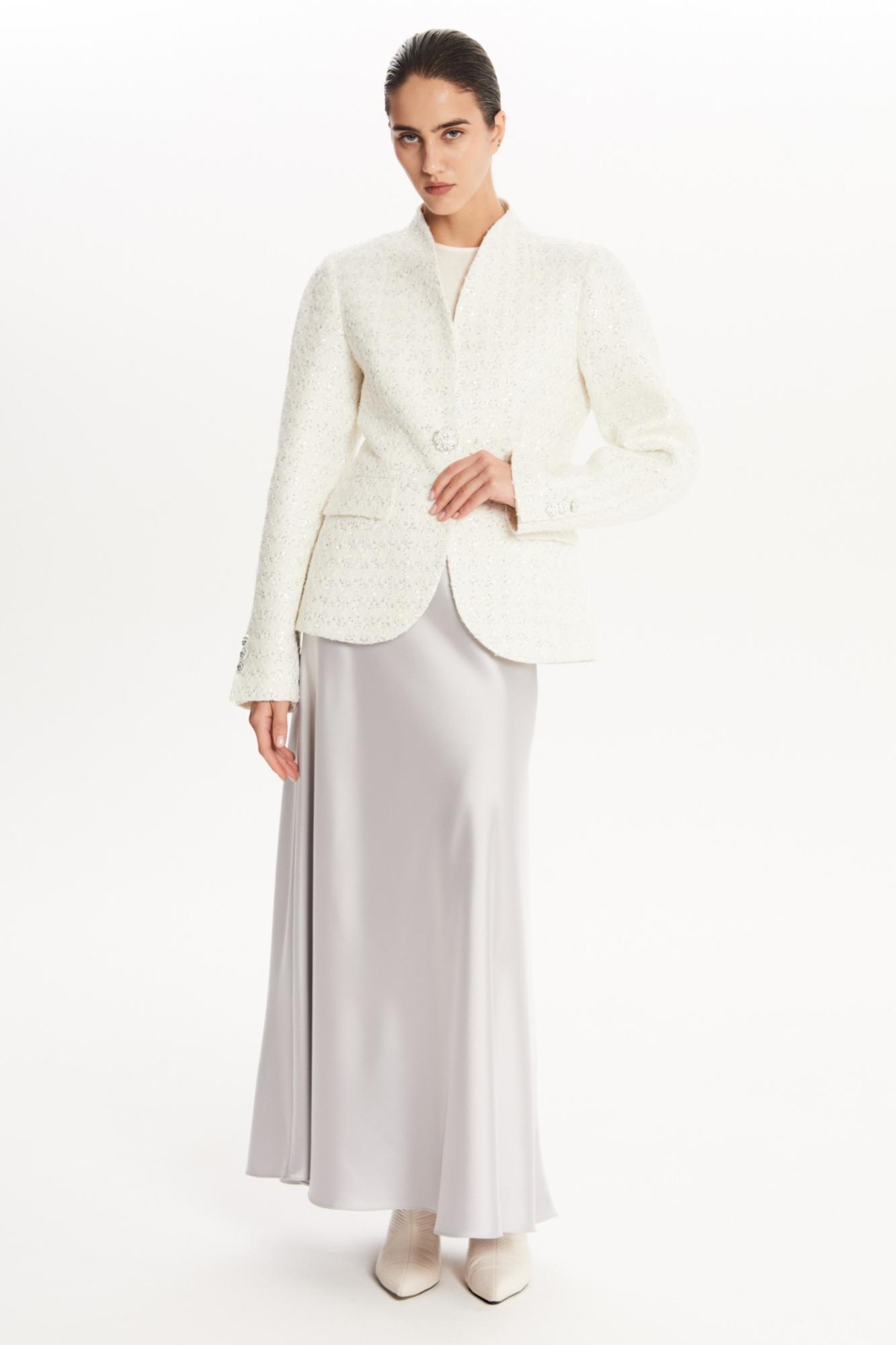 Seven Lab - Жакет приталенные с пайетками в белом цвете