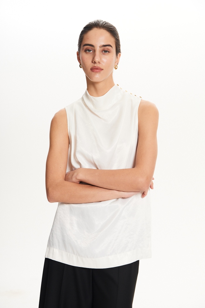 Seven Lab - Топ с пуговицами на плече в белом цвете