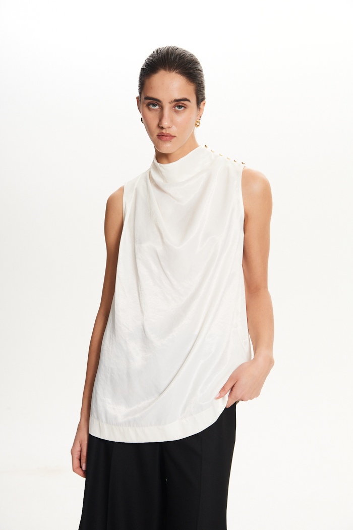 Seven Lab - Топ с пуговицами на плече в белом цвете