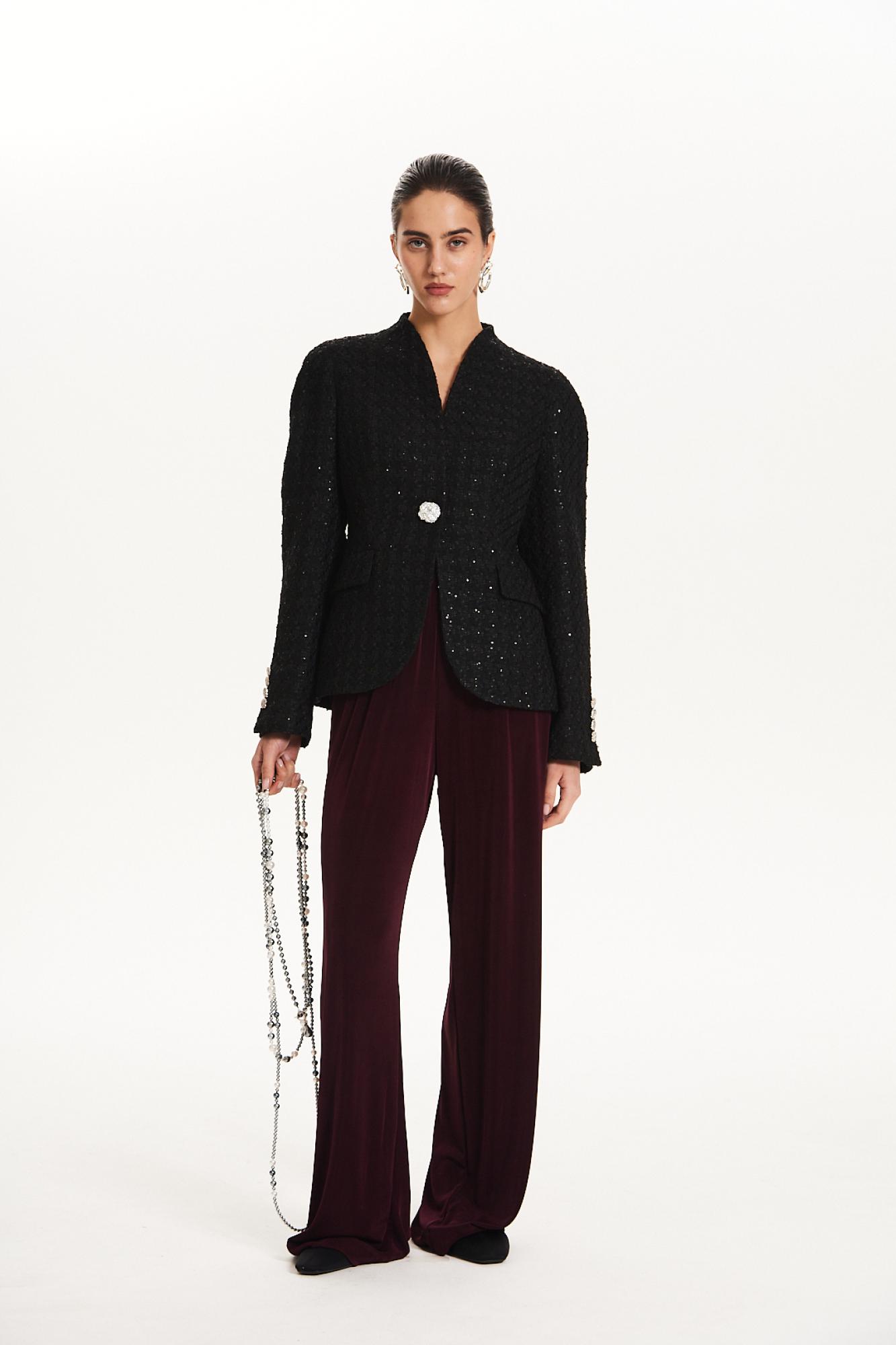 Seven Lab - Жакет приталенные с пайетками в черном цвете