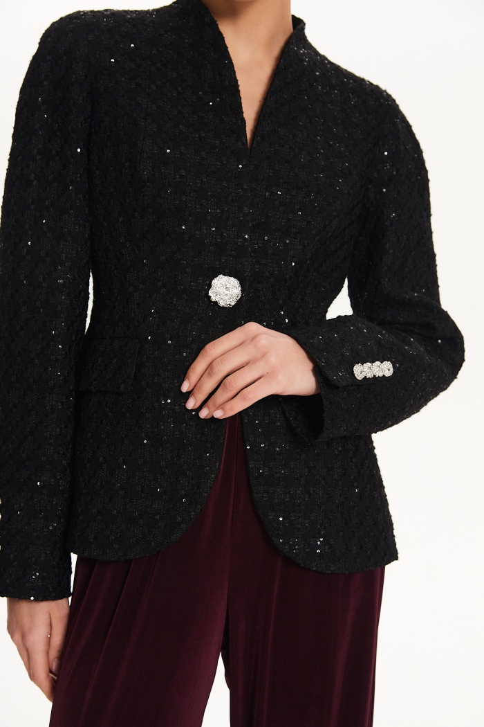 Seven Lab - Жакет приталенные с пайетками в черном цвете