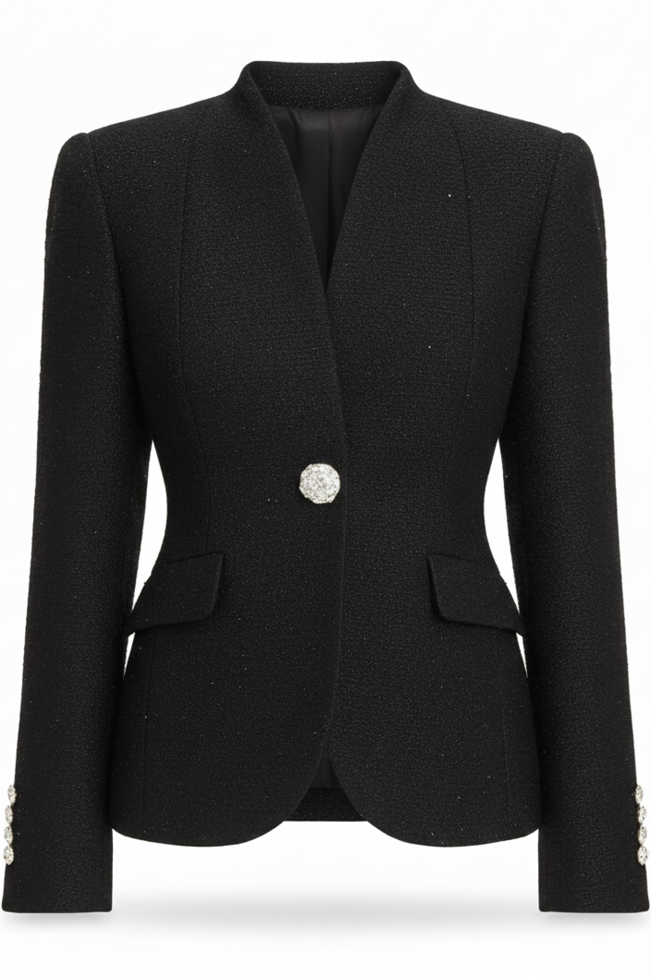 Seven Lab - Жакет приталенный с акцентной пуговицей в черном цвете