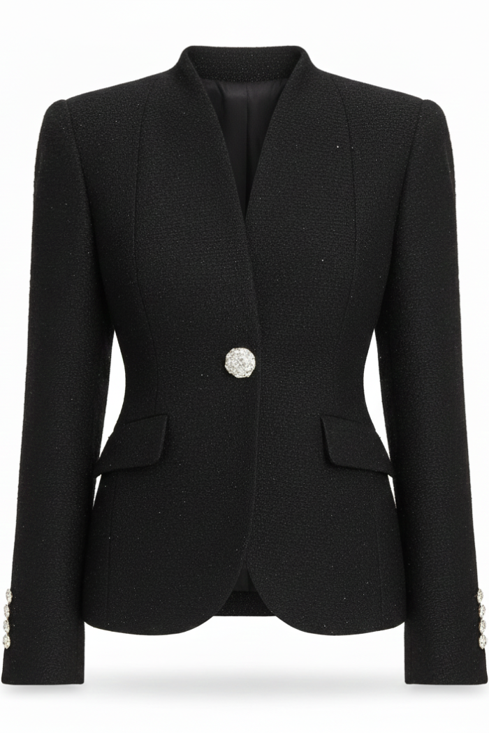 Seven Lab - Жакет приталенный с акцентной пуговицей в черном цвете