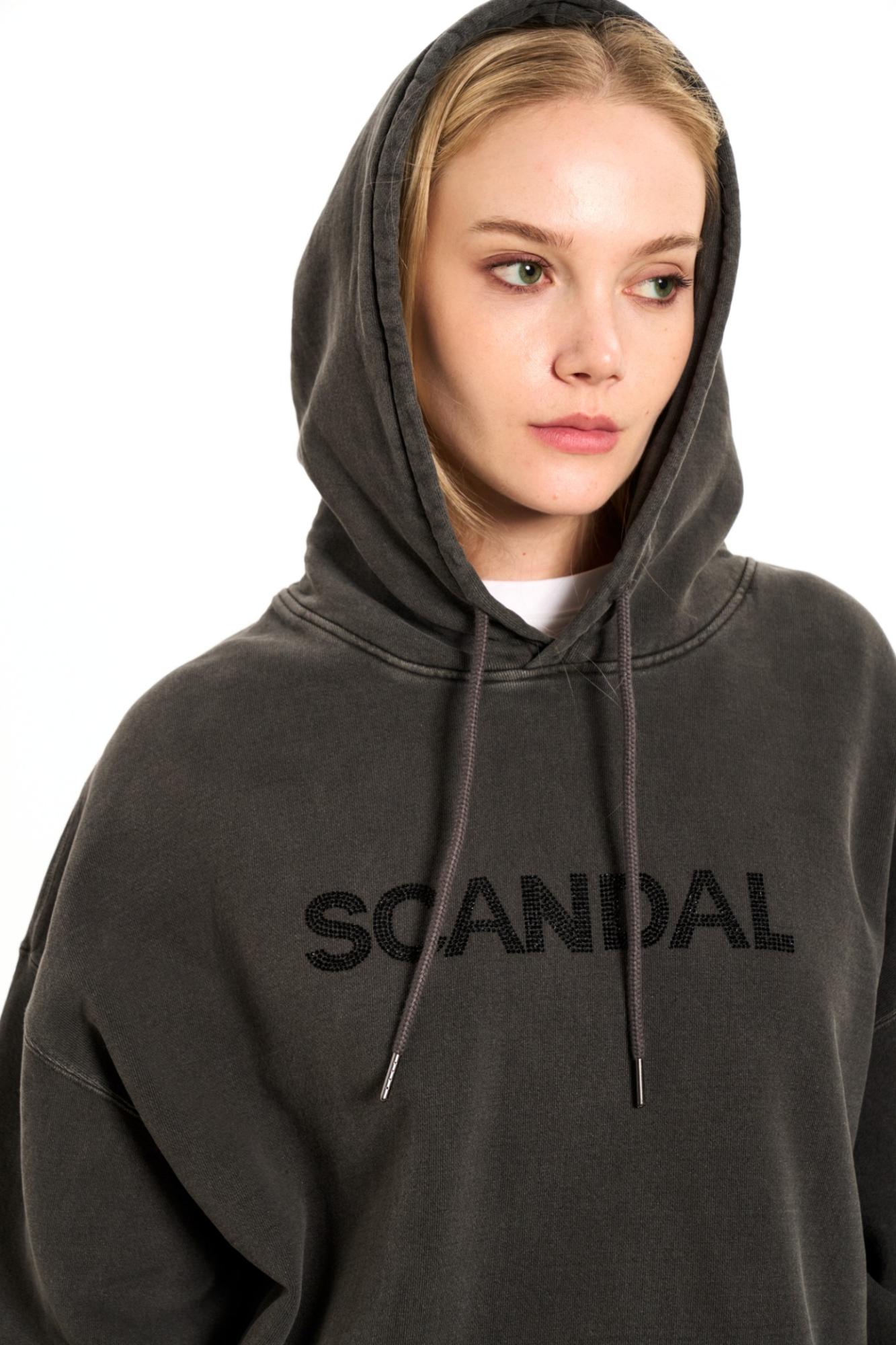 Seven Lab - Худи оверсайз с надписью SCANDAL в цвете графит