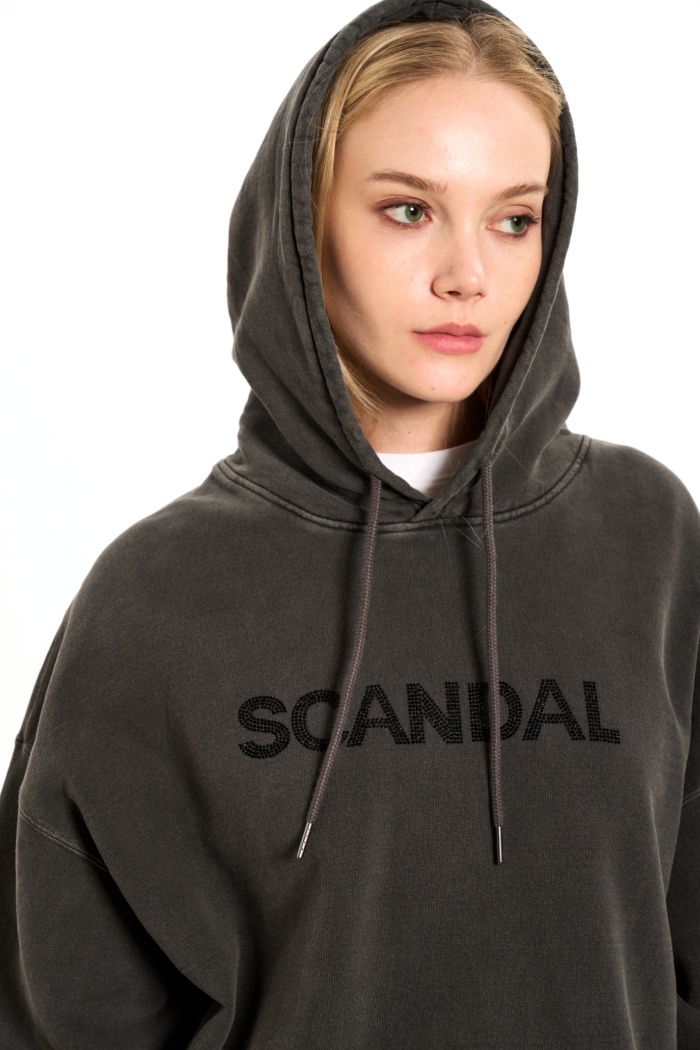 Seven Lab - Худи оверсайз с надписью SCANDAL в цвете графит